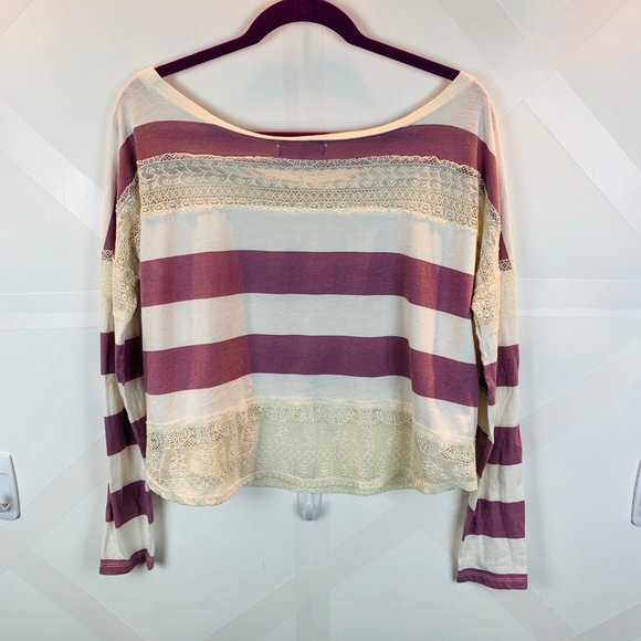 Kirra Striped Jersey with Lace Embellishment - Picture 2 of 8